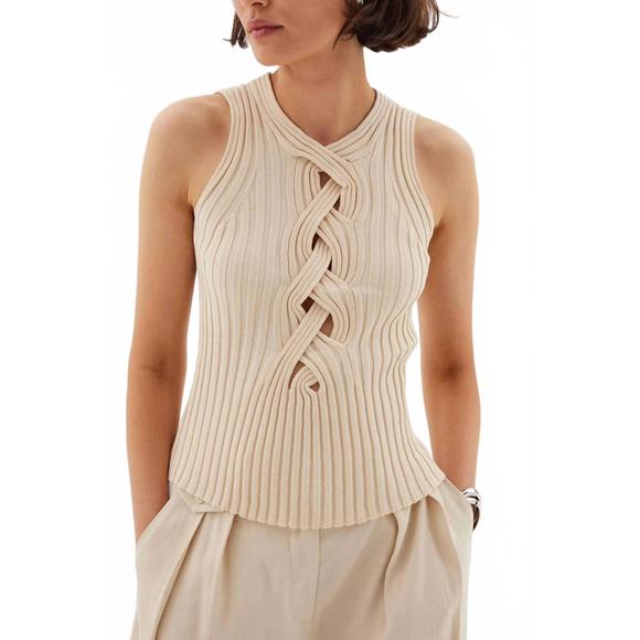 NEW SOVERE laced tank top in natural - Picture 1 of 3